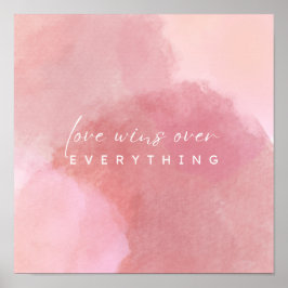 愛の赤面ピンクの水彩作品 ポスター