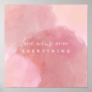 愛の赤面ピンクの水彩作品 ポスター