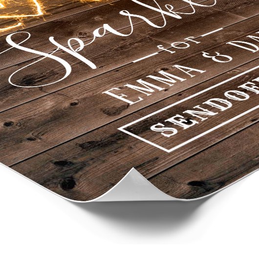 愛の輝く木素朴のサインを結婚送り出す ポスター (角)