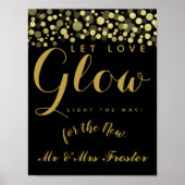 愛の輝く結婚式のパーティーのサイン ポスター (正面)