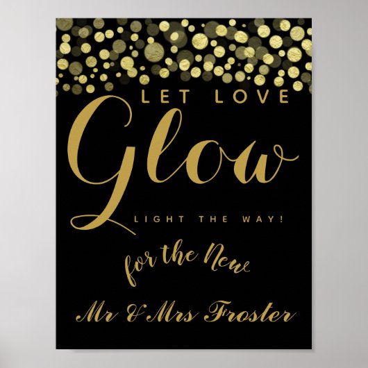 愛の輝く結婚式のパーティーのサイン ポスター (正面)