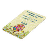 愛の輪の花の木の木目日付を保存 マグネット (左側)