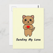 愛の送信 – 黄色の背景（垂直） ポストカード (正面/裏面)