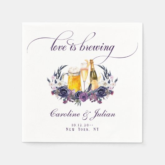愛の醸造ゴシック様式の泡ブライトカップルのシャワー スタンダードカクテルナプキン (正面)