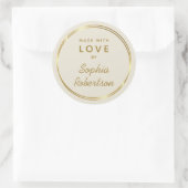 愛の金ゴールドとクリームパーソナライズされたで作られた ラウンドシール (バッグ)