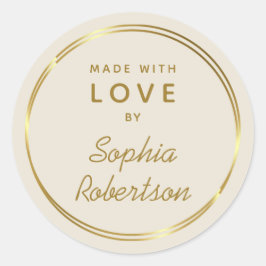 愛の金ゴールドとクリームパーソナライズされたで作られた ラウンドシール