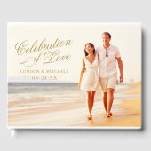 愛の金ゴールドエレガントの結婚お祝い ゲストブック (正面)