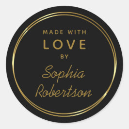 愛の金ゴールドパーソナライズされたサークルと文字で作られる ラウンドシール