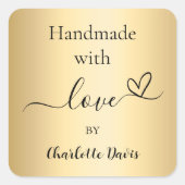 愛の金ゴールド名で手作り スクエアシール (正面)