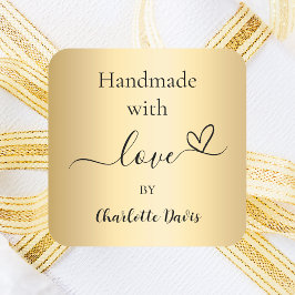 愛の金ゴールド名で手作り スクエアシール