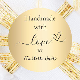 愛の金ゴールド名で手作り ラウンドシール