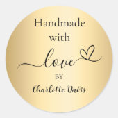 愛の金ゴールド名で手作り ラウンドシール (正面)