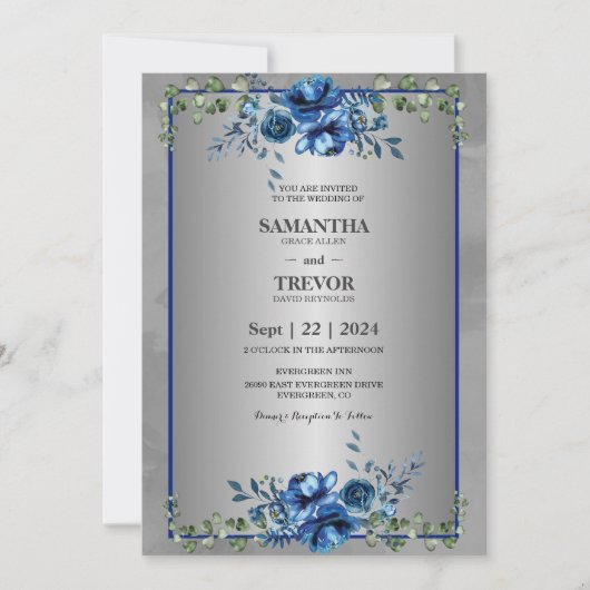 愛の銀のお祝い 招待状 (正面)