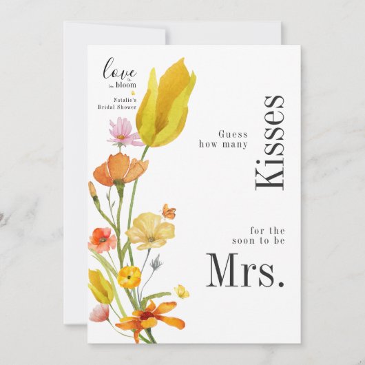 愛の開花どれだけのキスブライダルシャワーカード 招待状 (正面)