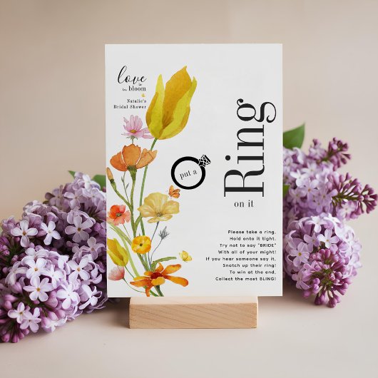 愛の開花にリングや輪を置くブライダルシャワーカード 招待状