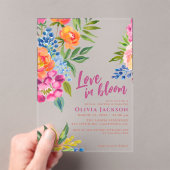 愛の開花はっきりしたフローラカラフルブライダルシャワー アクリル招待状 (インサイチュ (ポータブル))