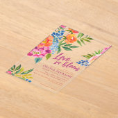 愛の開花はっきりしたフローラカラフルブライダルシャワー アクリル招待状 (レイダウン)
