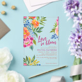 愛の開花はっきりしたフローラカラフルブライダルシャワー アクリル招待状 (インサイチュ (ウェディング))