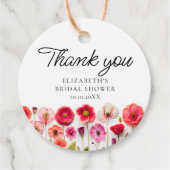 愛の開花カラフルブライダルシャワーありがとう フェイバータグ (正面)