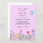 愛の開花バターリー野生の花ブライダルシャワー 招待状 (正面/裏面)