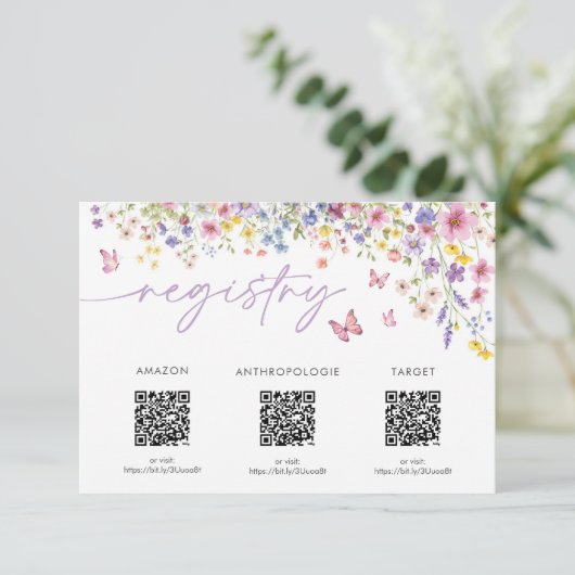 愛の開花フローラブライダルシャワーレジストリカード エンクロージャーカード (スタンド正面)