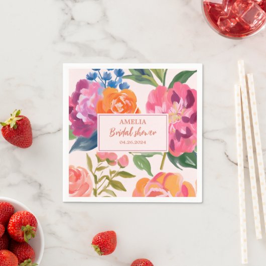 愛の開花フローラブライダルシャワー表の装飾 スタンダードカクテルナプキン (インサイチュ)