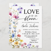 愛の開花フローラワイルドフラワーブライダルシャワー 招待状 (正面/裏面)