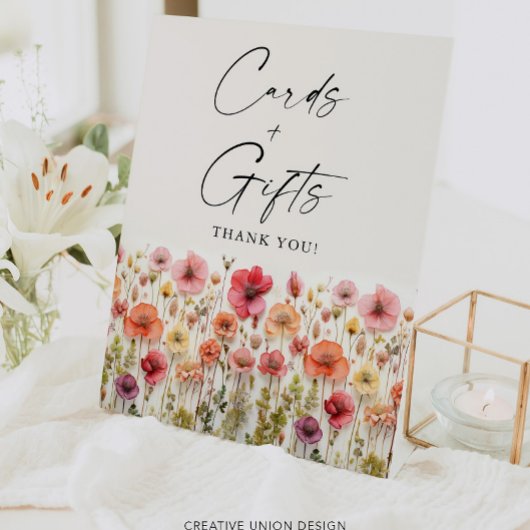 愛の開花ブライダルシャワーカードとギフトサイン 台座サイン