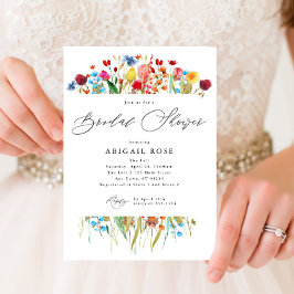 愛の開花ブライダルシャワーワイルドフラワースプリットフレーム 招待状