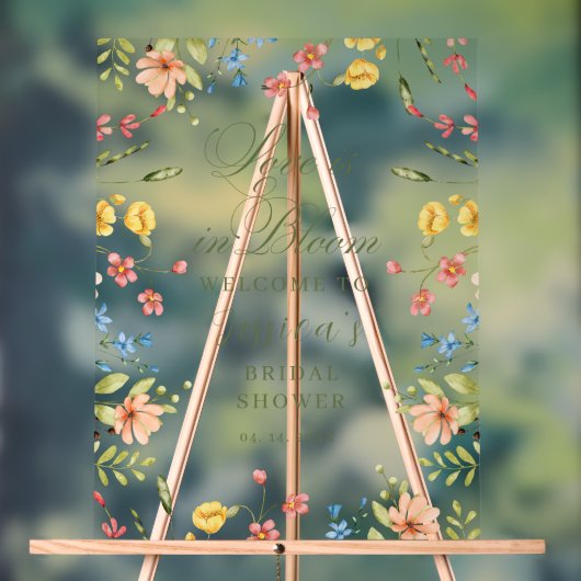 愛の開花ブライダルシャワー歓迎 アクリルサイン (ニュートラル)