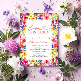 愛の開花モダンカラフルフローラブライダルシャワー 招待状