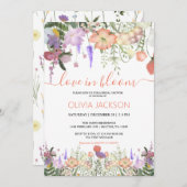愛の開花ワイルドフラワーブライダルシャワー招待 シーズンカード (正面/裏面)