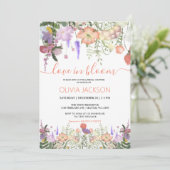 愛の開花ワイルドフラワーブライダルシャワー招待 シーズンカード (スタンド正面)