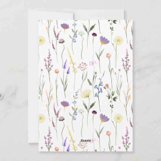 愛の開花ワイルドフラワーブライダルシャワー招待 シーズンカード (裏面)