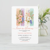 愛の開花ワイルドフラワーブライダルシャワー招待 シーズンカード (スタンド正面)