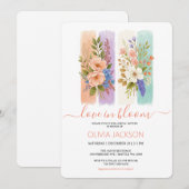 愛の開花ワイルドフラワーブライダルシャワー招待 シーズンカード (正面/裏面)