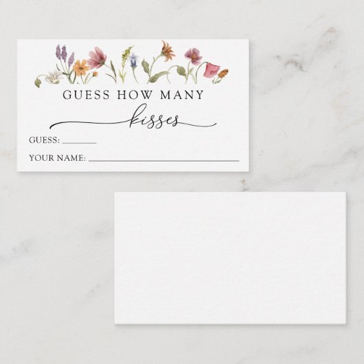 愛の開花ワイルドフラワー推測する数のキス エンクロージャーカード (正面/裏面)