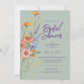 愛の開花夏のワイルドフラワーボホフローラシャワー 招待状 (正面)