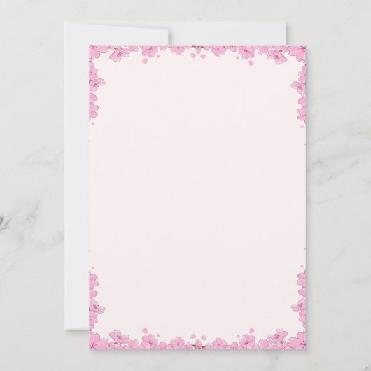 愛の開花:かわいいさくらんぼ結婚の花 招待状 (裏面)