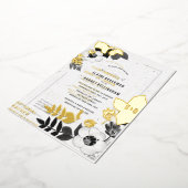 愛の開花:エコフレンドリーブラック&ホワイトプラント 箔招待状 (回転した状態)