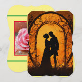 "愛の開花: [カップルの名前]"招待状あなた (正面/裏面)