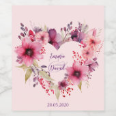 愛の開花 |名前をカスタムすると日付 | ワインラベル (シングルラベル)