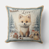 愛の降るクリスマス　かわいい狐 クッション (正面)