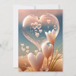 愛の雫：クリスタルハート フローラル ウェディング インビテーション