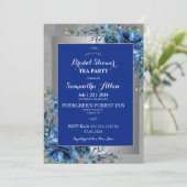 愛の青い花びら:ブライダルシャワーにご参加ください 招待状 (スタンド正面)