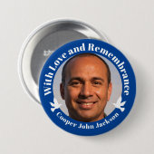 愛の青と2つの白い鳩の写真思い出 缶バッジ (正面&裏面)