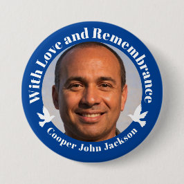 愛の青と2つの白い鳩の写真思い出 缶バッジ