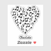 愛の音符　ハートのメロディ　名前をつけて シール (シート)