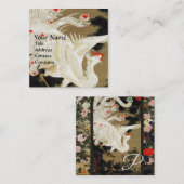 愛の飛んでいるフェニックス、白い羽、ハート、フローラ スクエア名刺 (正面/裏面)