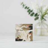 愛の飛んでいるフェニックス、白い羽、ハート、フローラ スクエア名刺 (スタンド正面)